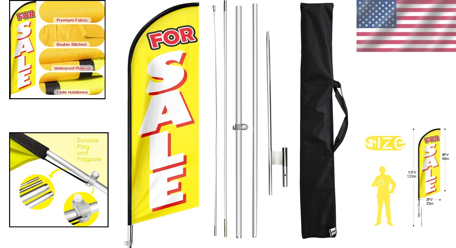 Weather-Resistant 11FT Swooper Flag Kit for Real Estate - Eye-Catching & Sturdy