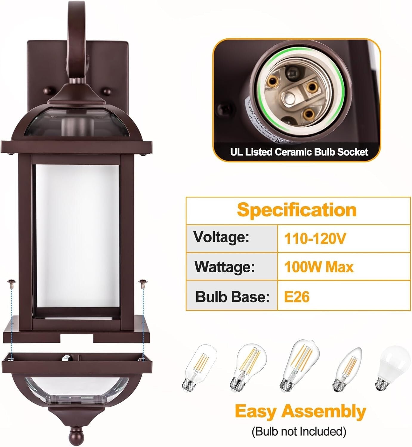 Elegant 18” Oil Rubbed Bronze Outdoor Lights - Durable Anti-Rust Wall Fixtures