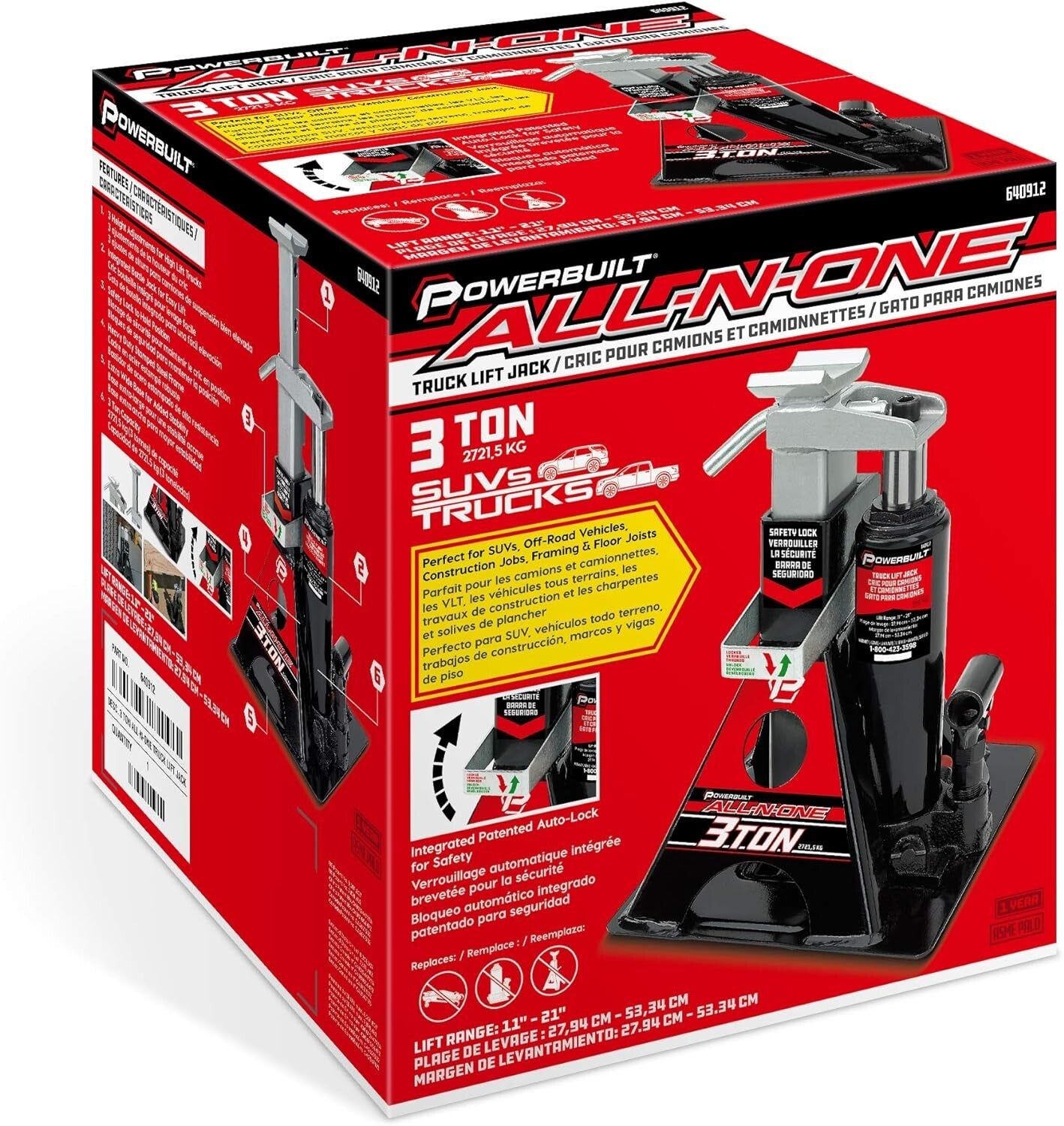 Portable 3 Ton Jack & Stands - Compact, Heavy-Duty Solution for Vehicles