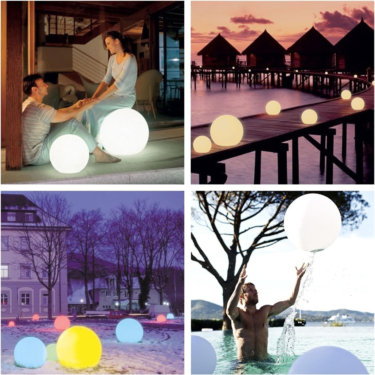 Outdoor Waterproof 20-Inch RGB Glow Ball Light - Remote Control & Dimmable