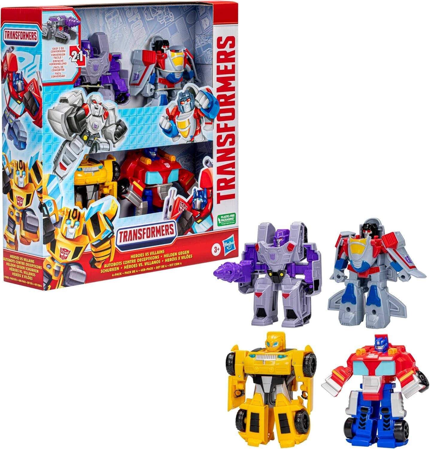 Autobot & Decepticon Heroes vs Villains 4-Pack Robot Action Figures for Kids