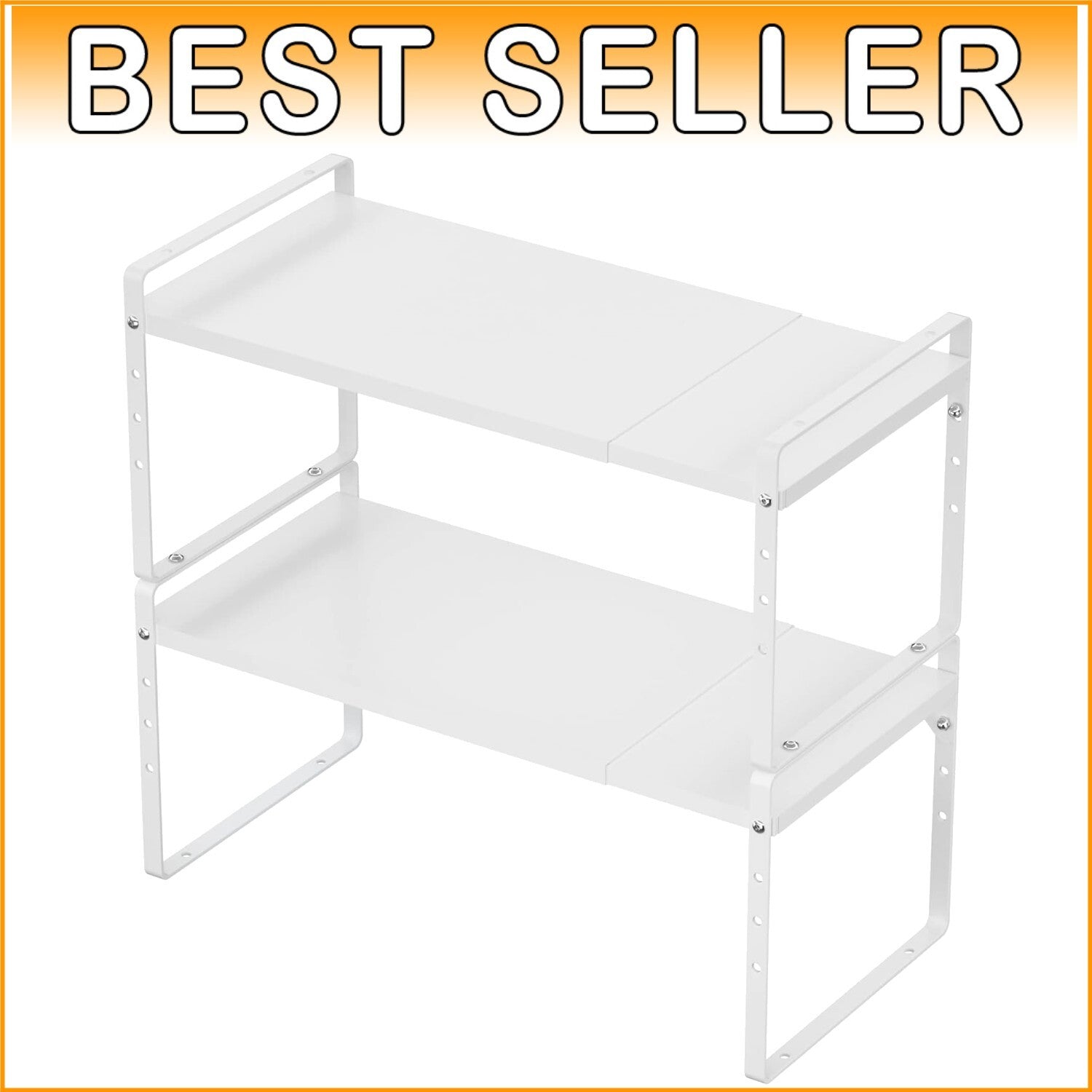 Durable Adjustable Kitchen & Bathroom Shelf Rack - Expandable 2-Tier Organizer