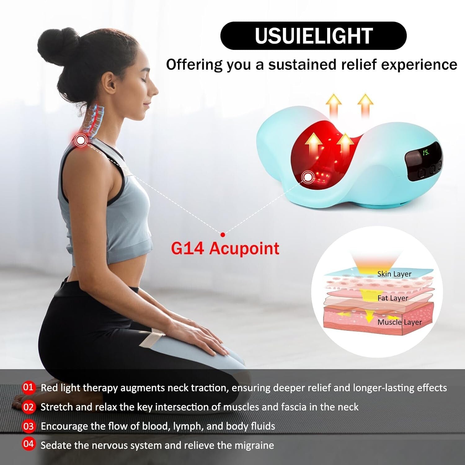 Cervical Traction Device with Red Light Therapy for Effective Neck Pain Relief