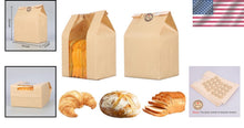 Load image into Gallery viewer, Large Kraft Bakery Bags 12.6x8.3x4 for Bakery Packing with Window &amp; Labels