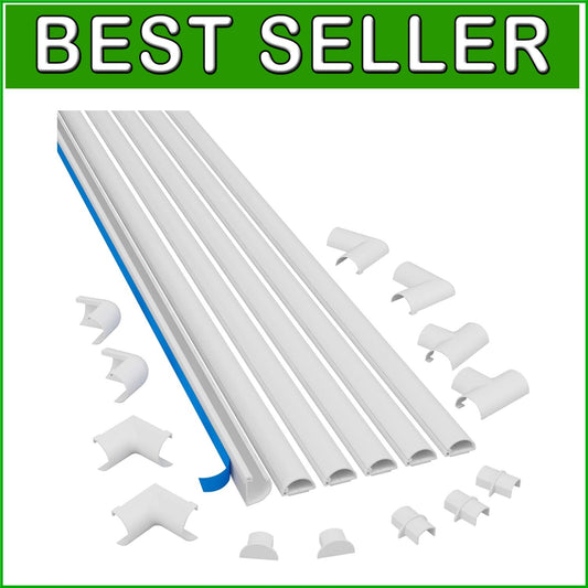 Effortless Cable Organization: 30ft Self-Adhesive Cord Cover with Bends & Caps