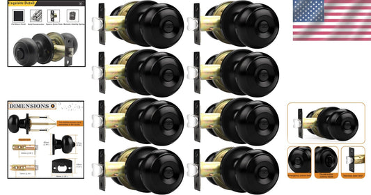 Elegant Stainless Steel Privacy Door Knobs - 8 Pack Keyless for Interior Use