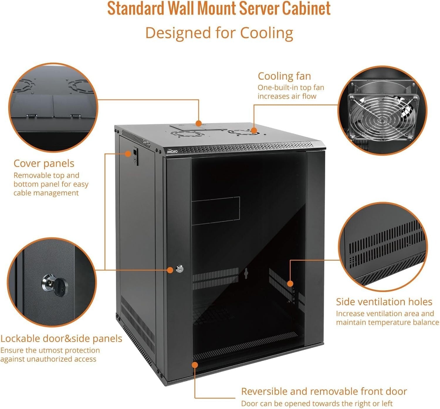 Efficient 15U Network Cabinet with Lockable Glass Panels & Easy Cable Management