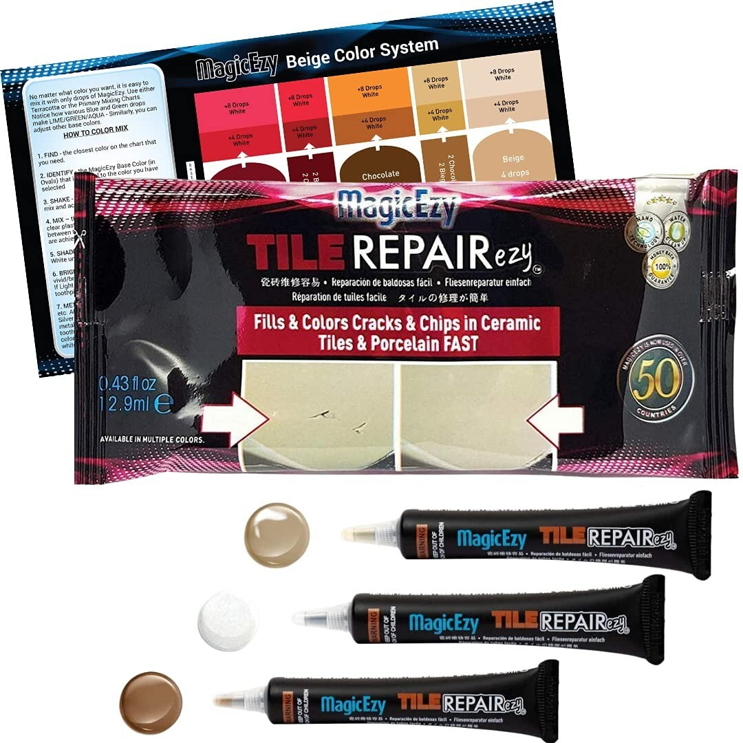 Glossy Glaze Finish Tile Repair Kit - Durable Beige Filler for Multiple Surfaces