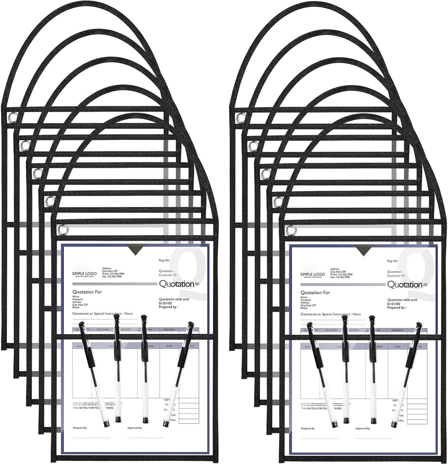 Clear 9x12 Work Order Plastic Sleeves with Grommet - 30 Pack for Easy Display