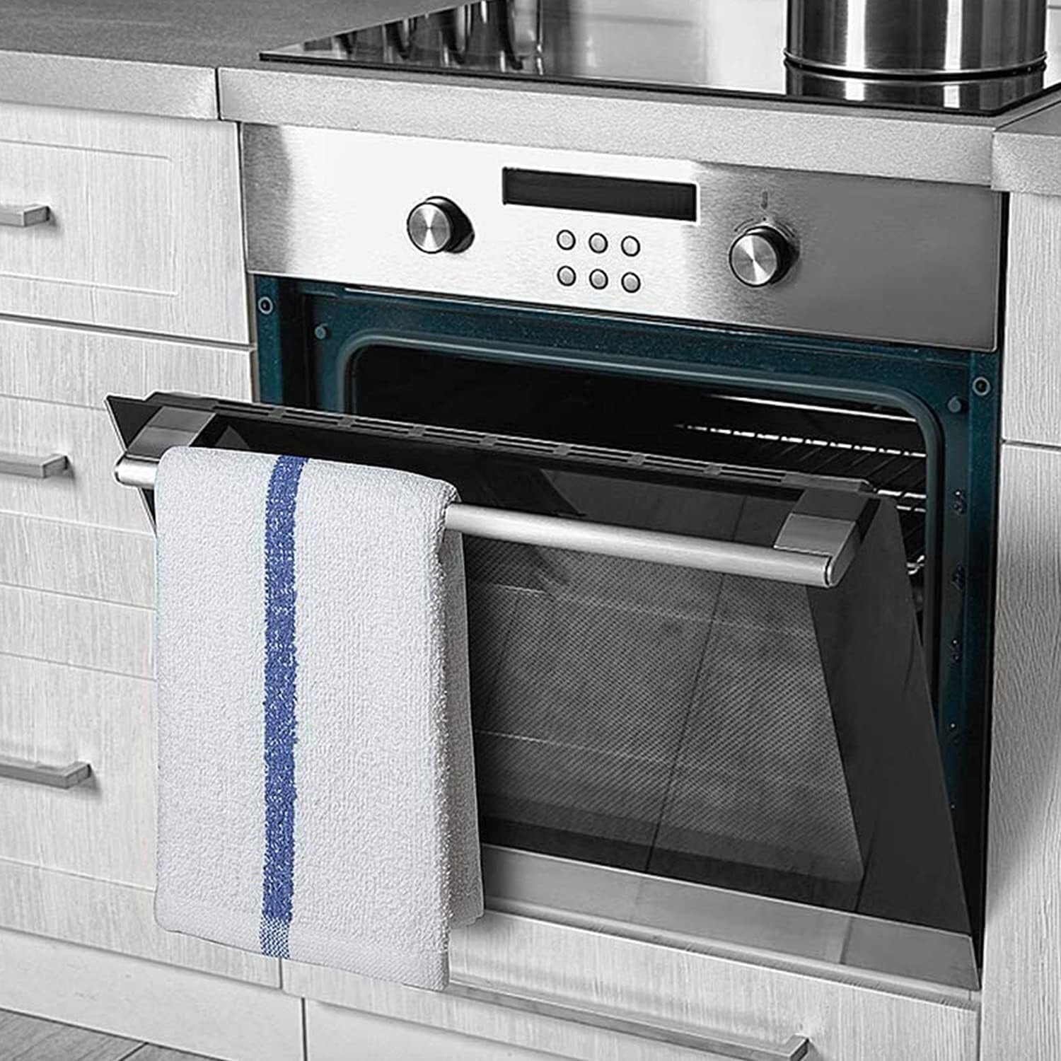 Easy Care Blue Stripe Bar Mop Towels - 60 Count, Machine Washable Cotton