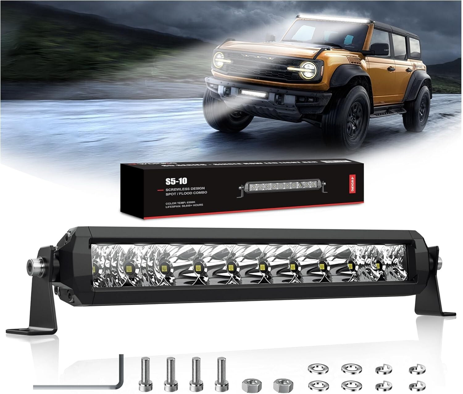Durable 12 Inch LED Light Bar - 50W Spot Flood Combo for Off-Road Adventures