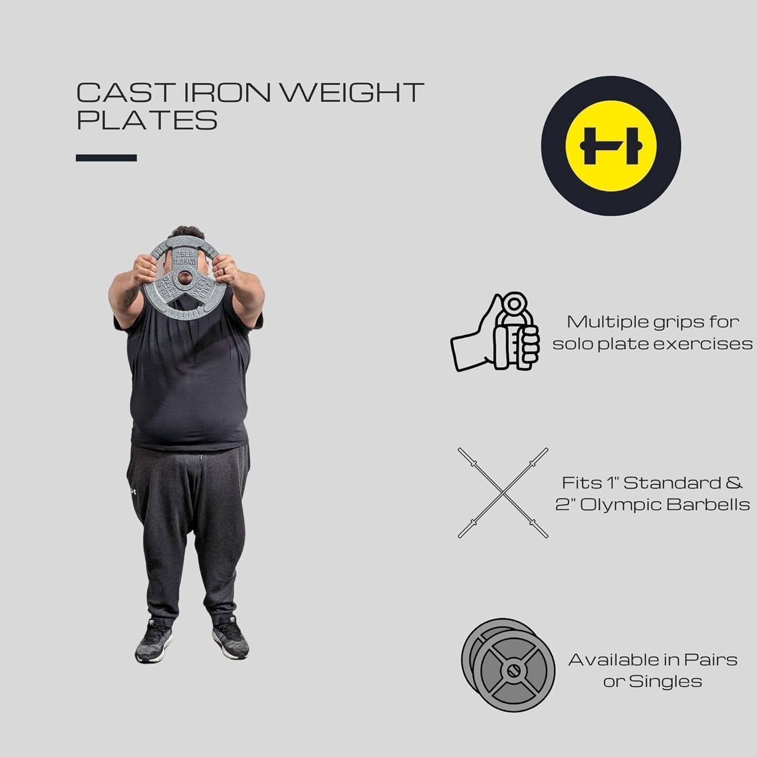 45lbs Cast Iron Weight Plate with Ergonomic Handles - Ideal for Fitness Training