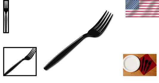 Durable 7.13" Polystyrene Forks in Black - Ideal for Events & Feasts, 1000 Count
