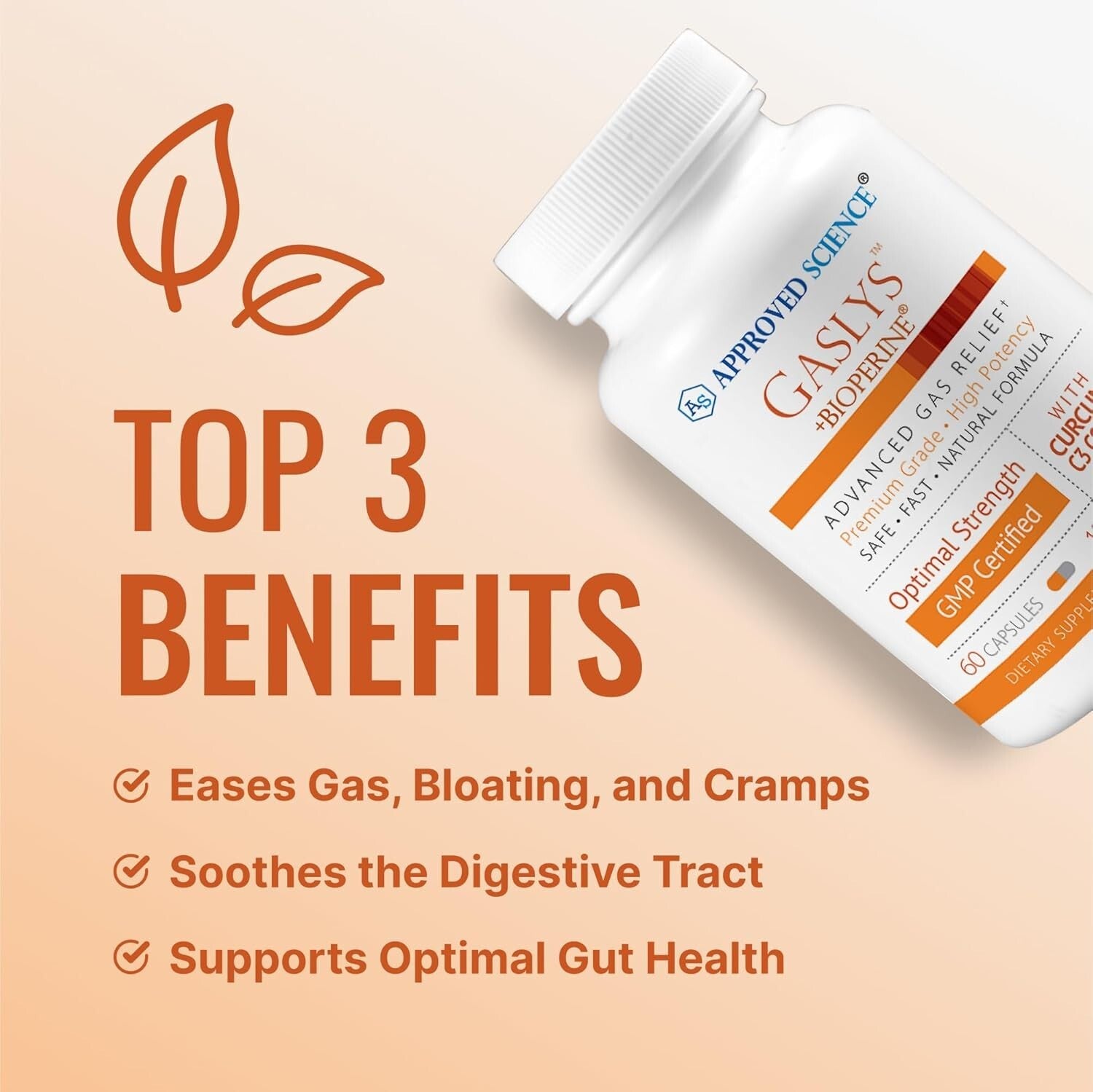 Digestive Harmony: Vegan Capsules for Gas Relief - 120 Count - Stress Support