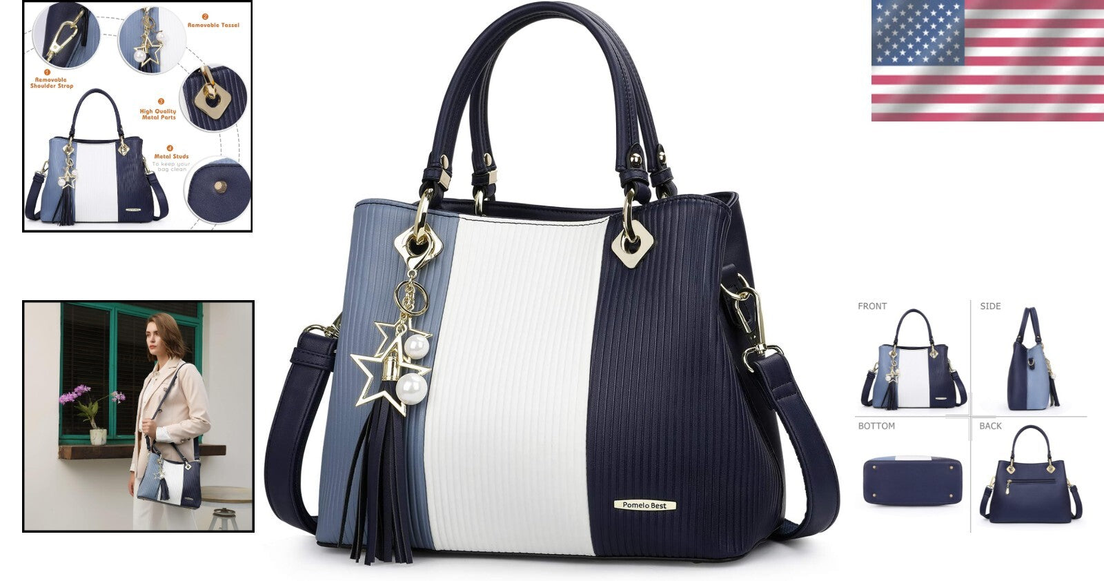 Elegant Women's Satchel - 8 Pockets, Quality PU Leather, Perfect for Gifting