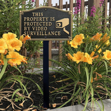 Load image into Gallery viewer, Durable 375 mil Aluminum Garden Sign: Video Surveillance Notice with Lawn Stake