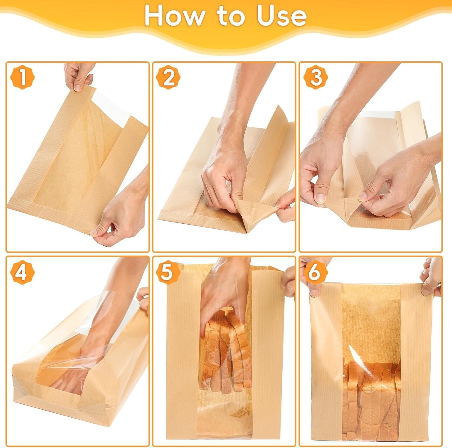 Elegant Kraft Paper Bread Bags with Window - 200 Bags & 410 Stickers Included