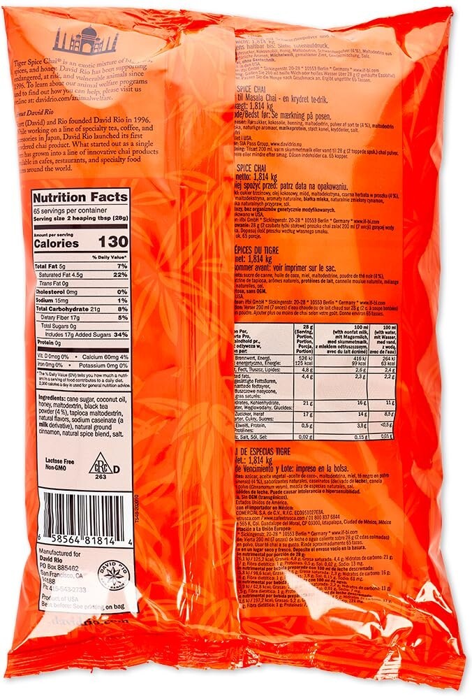 Tiger Spice Chai - 1.8 kg Creamy Black Tea & Spice Blend - Award Winning