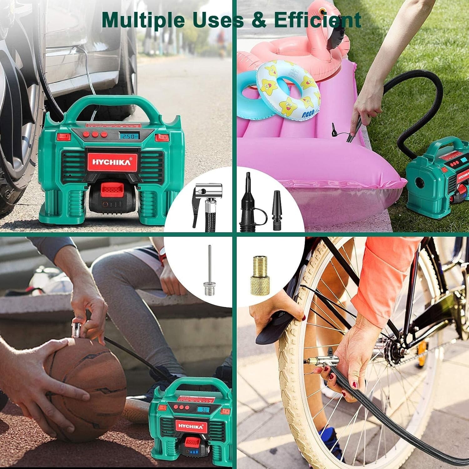 HYCHIKA 20V Air Compressor: 2-Ways Power, 160 PSI & Fast Charging Capability