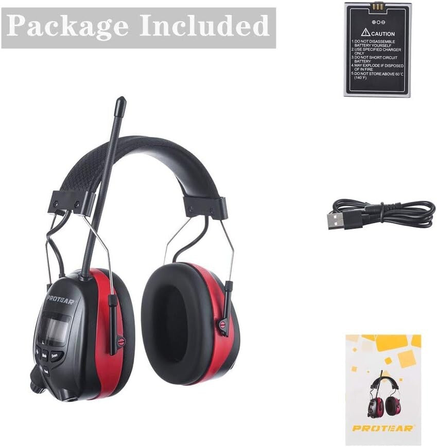 Digital Display 25dB NRR Headphones - Bluetooth & AM/FM for Comfortable Hearing