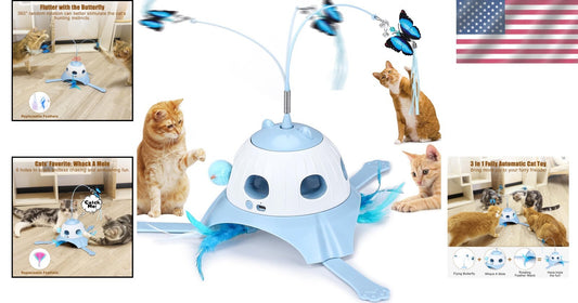 Multi-Cat Friendly Automatic Cat Toy: Whack-a-Mole, Butterfly, Feather Action