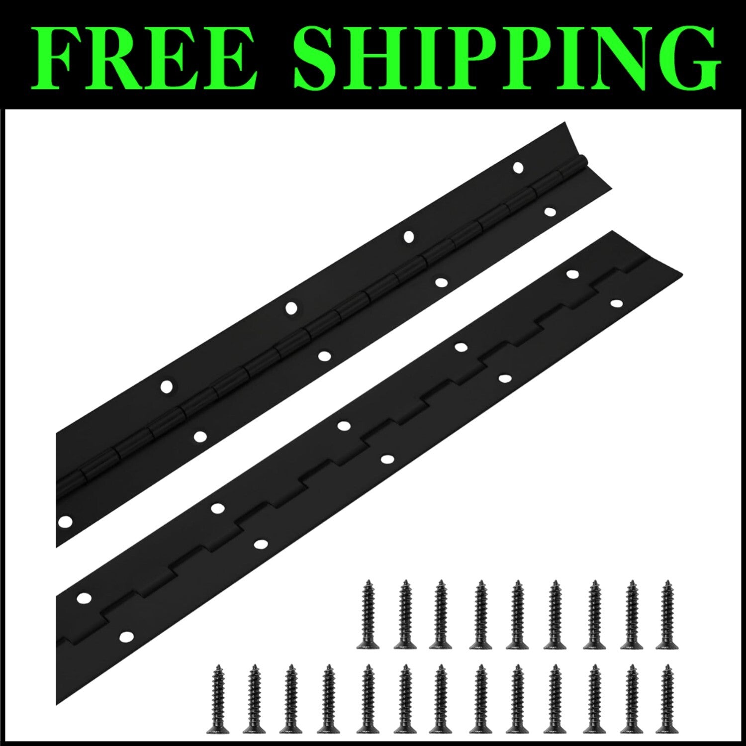 Versatile 30 Inch Stainless Steel Continuous Hinges - Black, 2 Pack Available