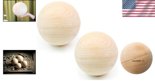 7-Inch Natural Wood Craft Balls - Perfect for DIY Decor & Projects (Set of 2)