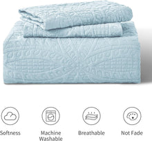 Load image into Gallery viewer, Modern 3-Piece King Quilt Set in Spa Blue - Lightweight Coverlet for All Seasons