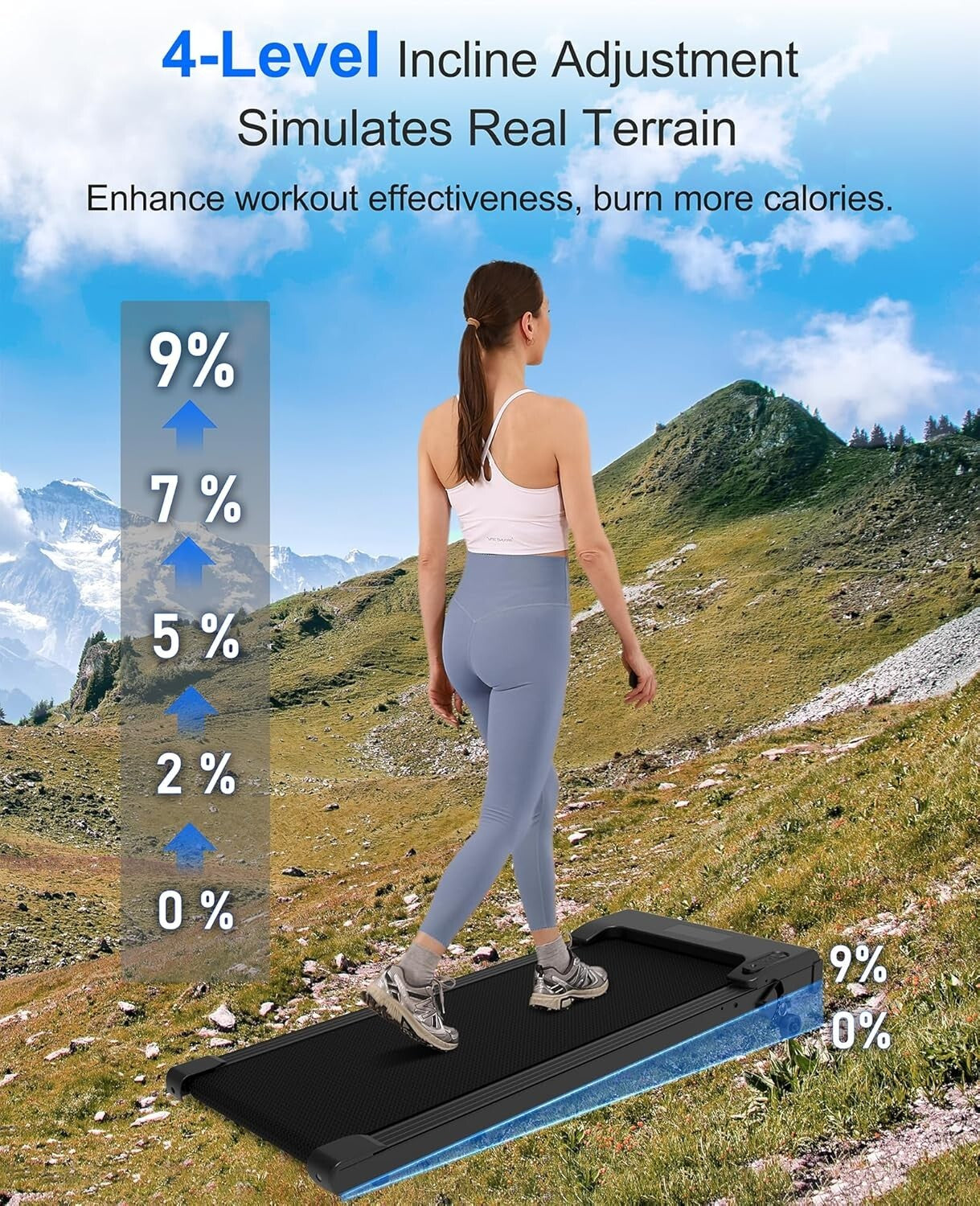 Lightweight Under Desk Treadmill with Advanced Shock Absorption - 265 lbs Max