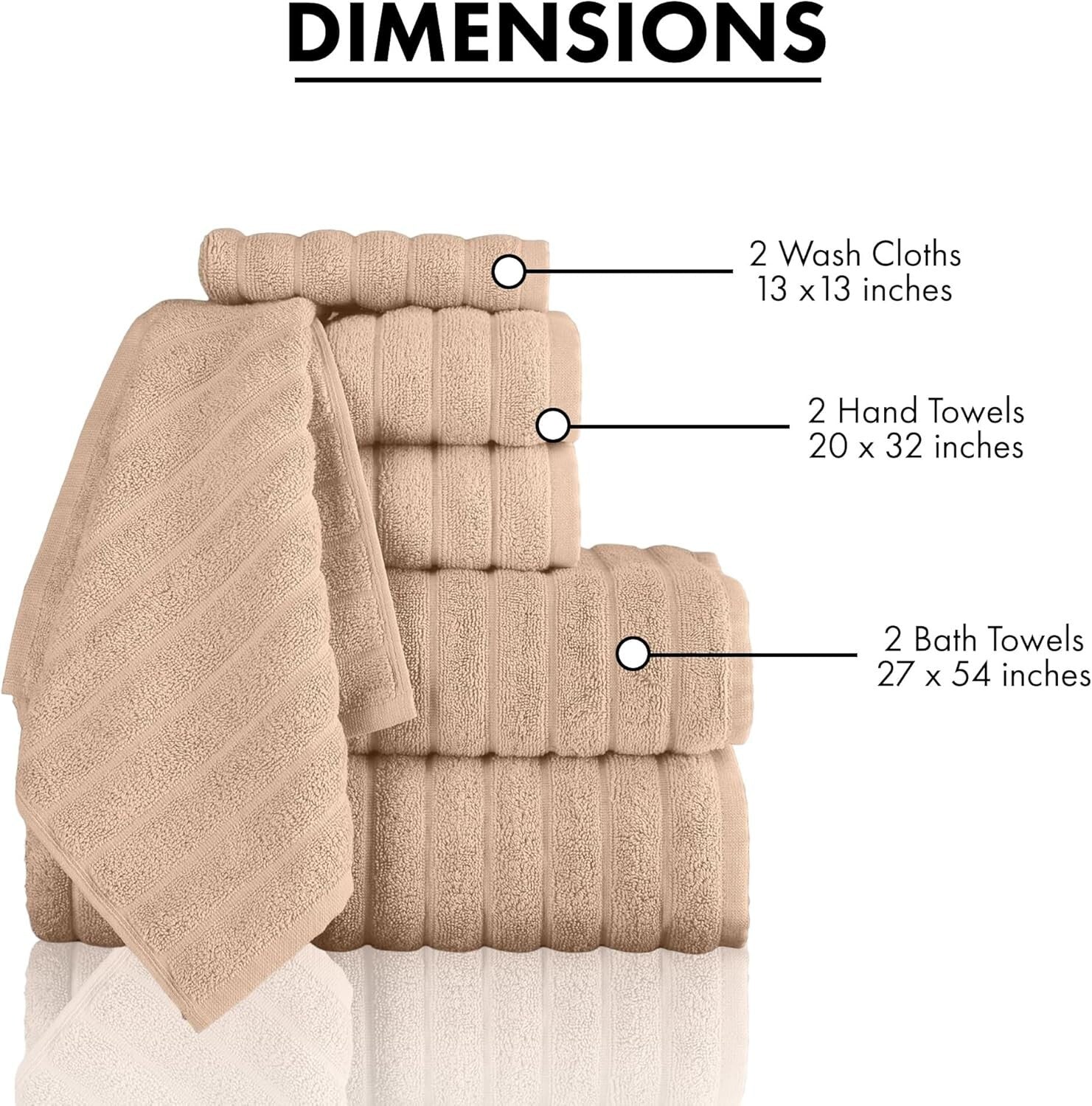 Plush Turkish Cotton Towel Set - 6 Pieces with Quick Drying & Luxurious Comfort