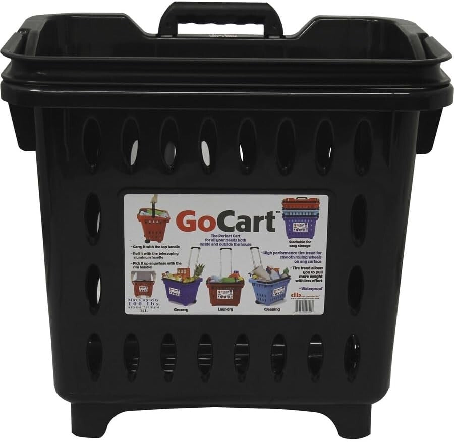 GoCart Utility Rolling Basket: 100 Pounds Capacity for Effortless Transport