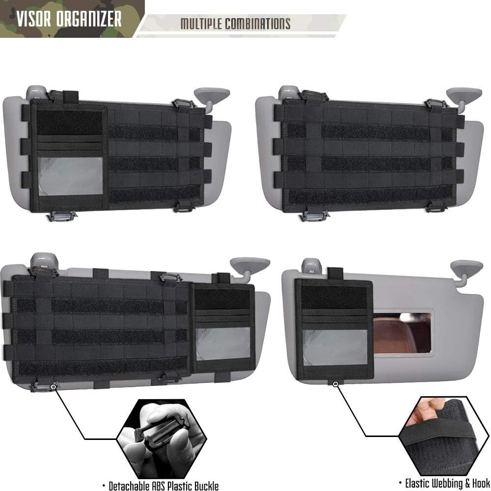 Durable Molle Visor Organizer with Elastic Slots - Compatible with F150, Tundra