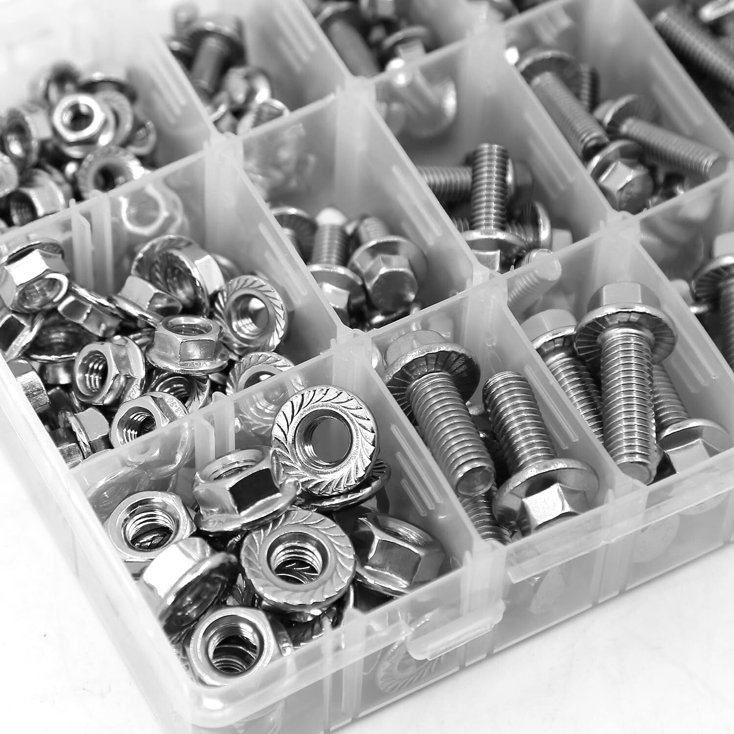 Versatile 240PC Flanged Bolts & Nuts in Stainless Steel - Ideal for Repairs