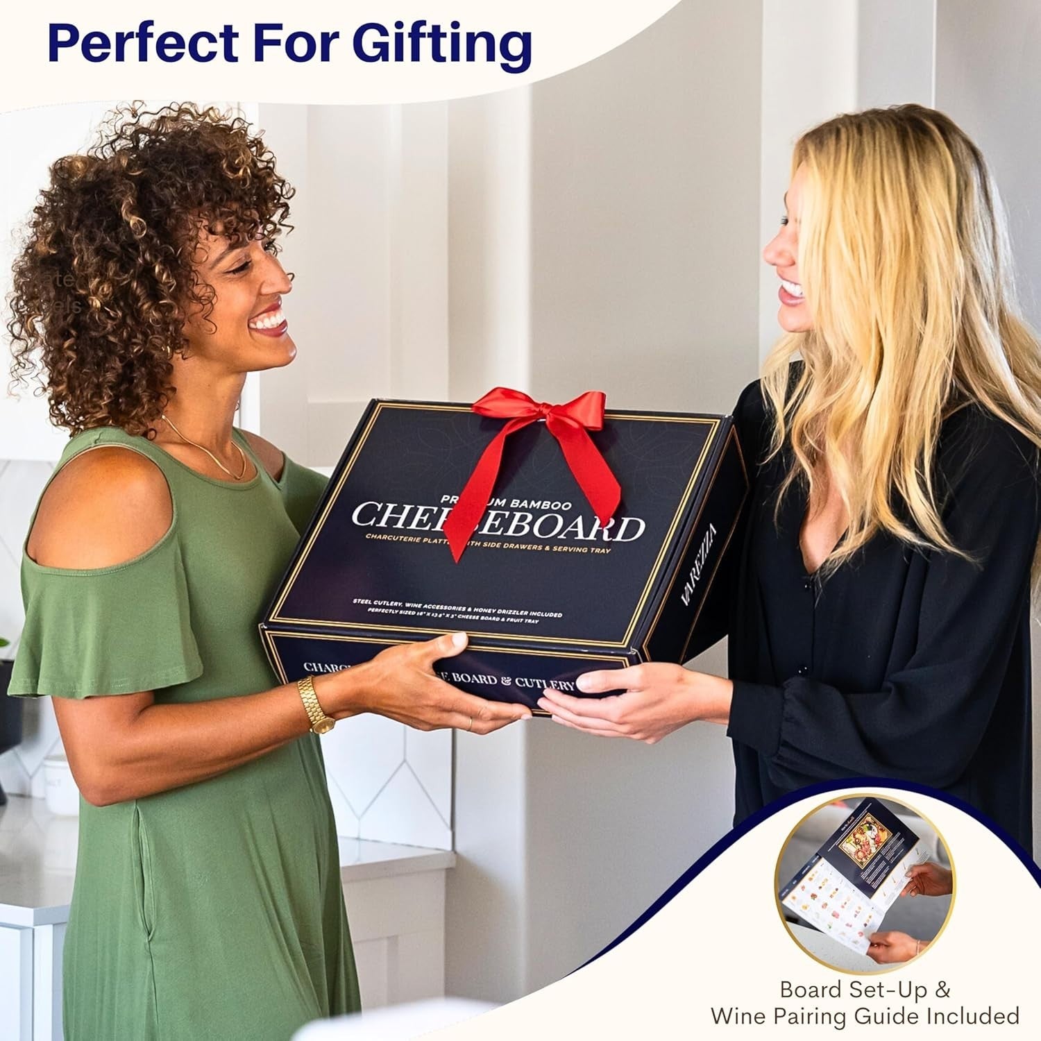 Extra Large Marble & Bamboo Charcuterie Board Set - 27 Entertaining Accessories