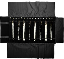 Load image into Gallery viewer, Compact Velvet Jewelry Roll Travel Bag - 16 Holder for Necklaces and Bracelets