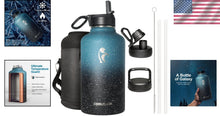 Load image into Gallery viewer, Stylish 64 oz Stainless Steel Water Flask with 3 Functional Lids - Gym Essential