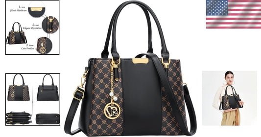 Elegant Floral Vegan Leather Handbag with 3 Zippered Compartments for Women