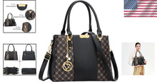 Load image into Gallery viewer, Elegant Floral Vegan Leather Handbag with 3 Zippered Compartments for Women