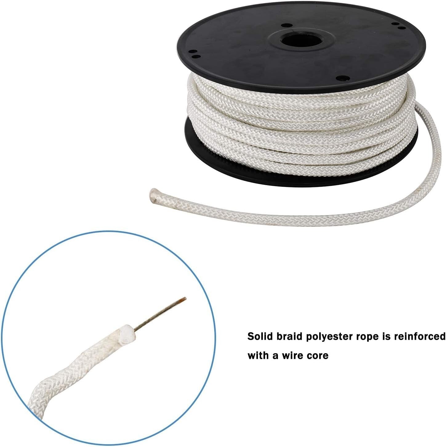 High-Strength 100 ft Wire Center Flagpole Rope - UV Resistant, Easy to Use