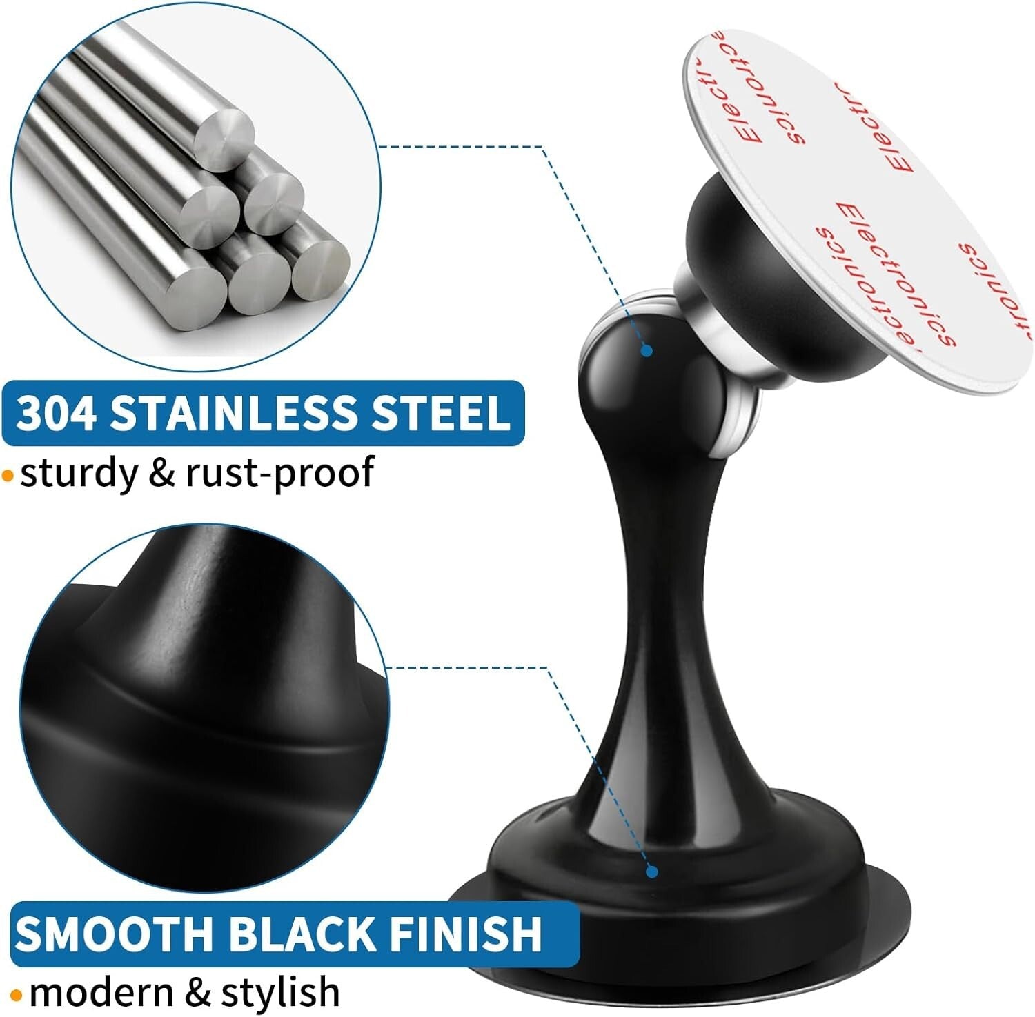 Durable Magnetic Door Stops with Adhesive Tape, 10 Pack, Effortless Installation