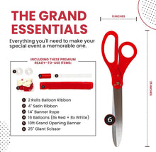 Load image into Gallery viewer, Complete Ribbon Cutting Ceremony Kit with Giant Scissors &amp; Balloons - Red White