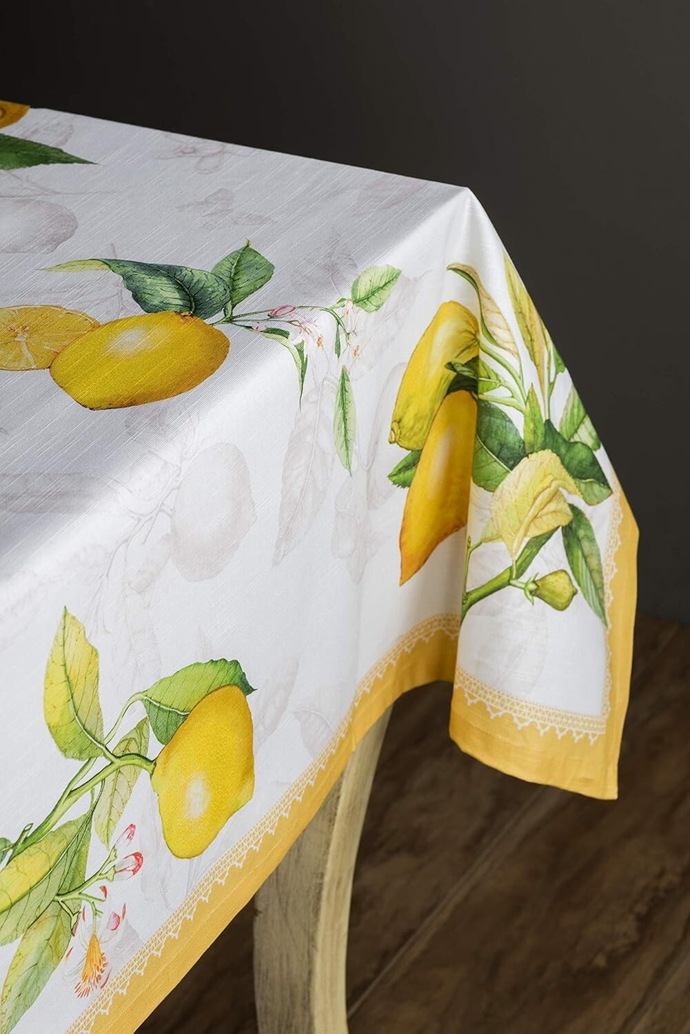 Elegant Leaf Pattern Tablecloth 60" x 120" in Limoncello – Perfect for Events