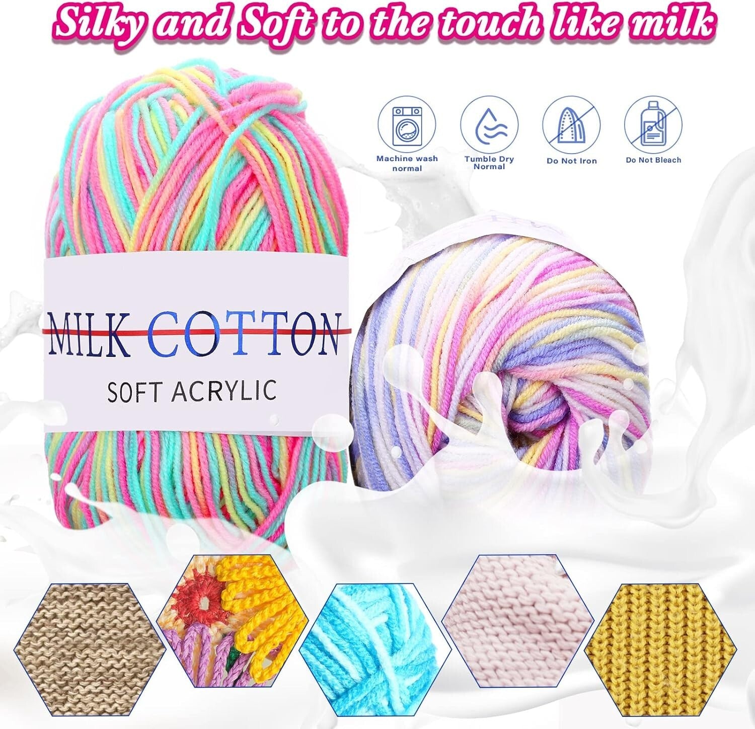Vibrant 34 Color Milk Cotton Yarn Bundle - Perfect for Custom Crochet Projects