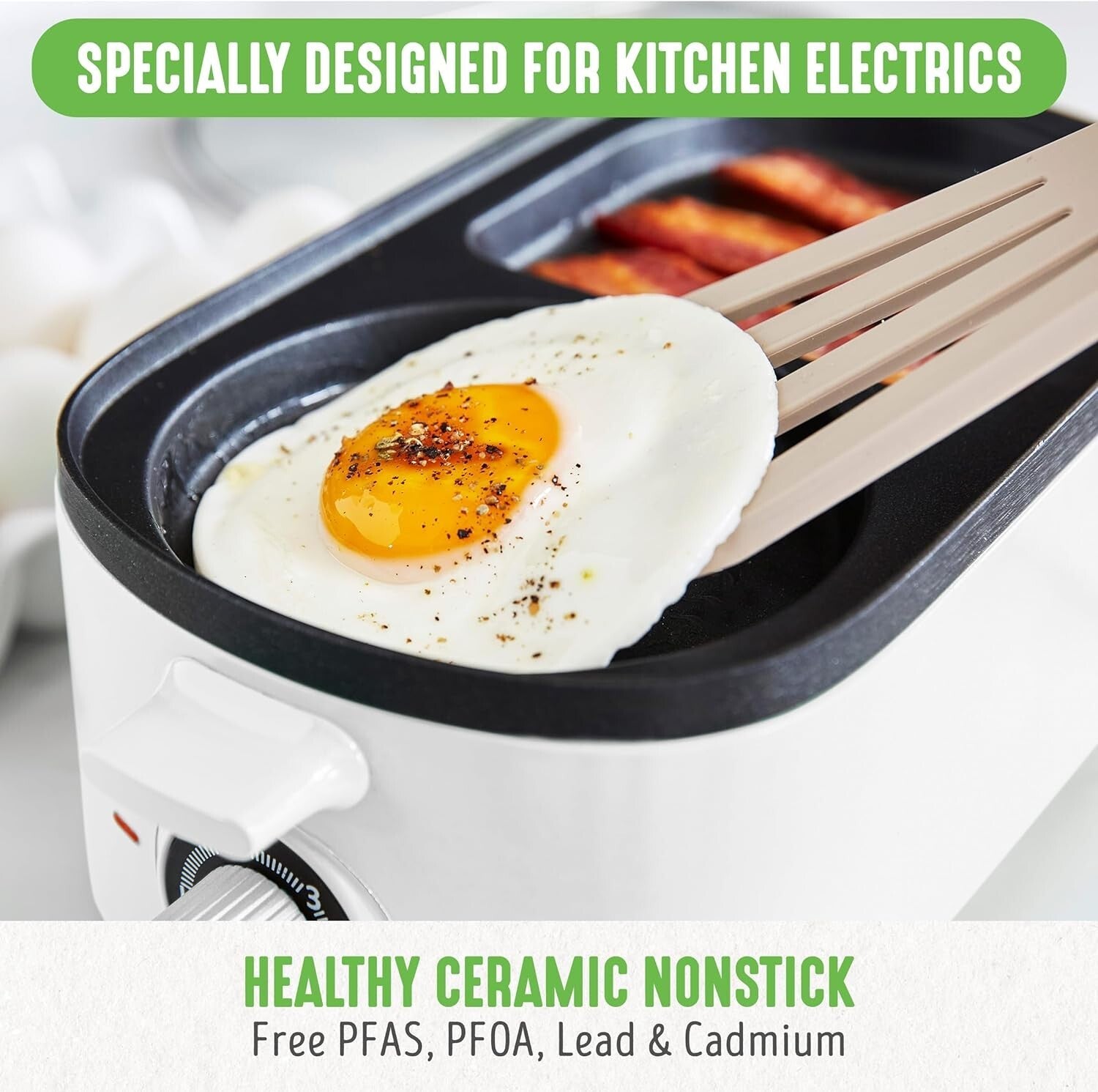 Healthy Ceramic Nonstick Breakfast Maker: Cook Eggs, Meat & Toast Efficiently