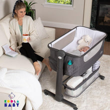 Load image into Gallery viewer, Sleep Nest for Newborn: Grey Bedside Bassinet with Wheels and Storage Basket