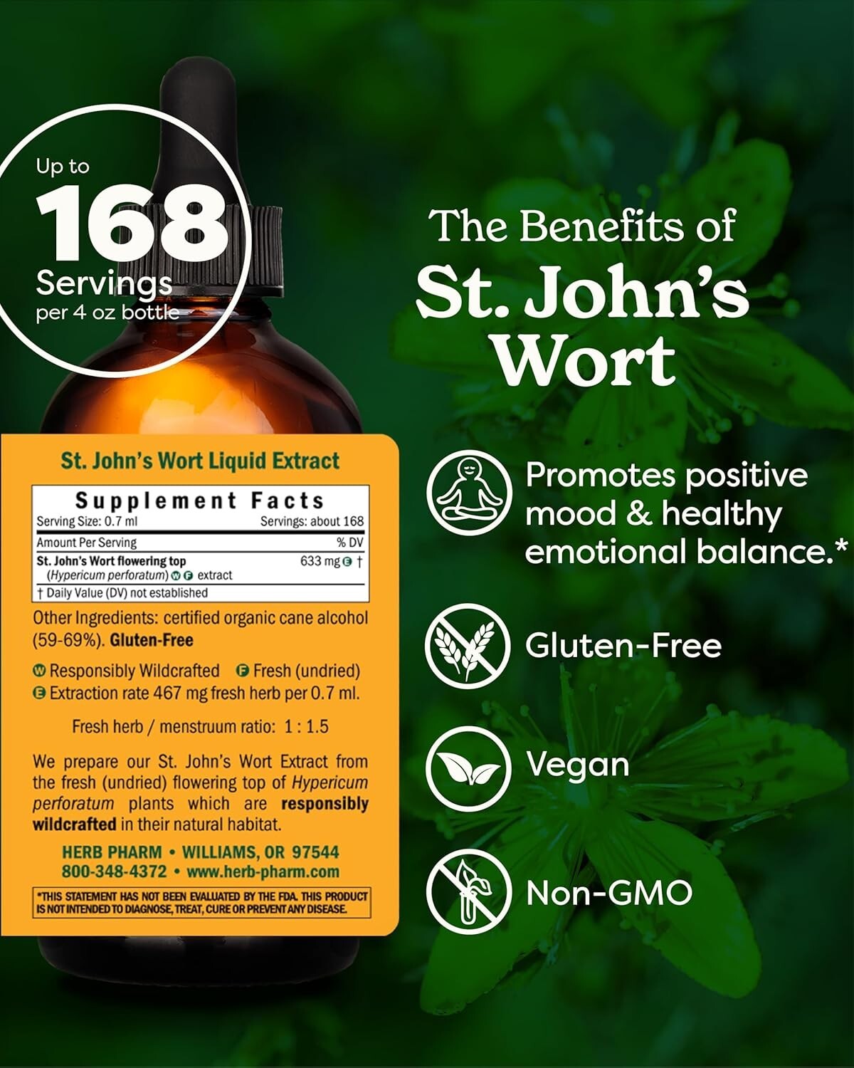 Sustainably Sourced St. John's Wort Liquid Extract - 4oz for Mood Enhancement