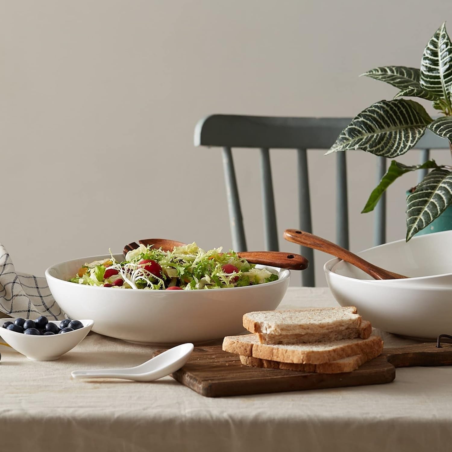 Elegant 11.5" Ceramic Serving Bowls Set of 2 - Microwave & Dishwasher Safe