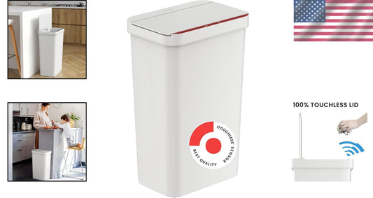 Durable 13.2 Gallon Motion-Sensor Trash Can - Space-Saving Design for Home