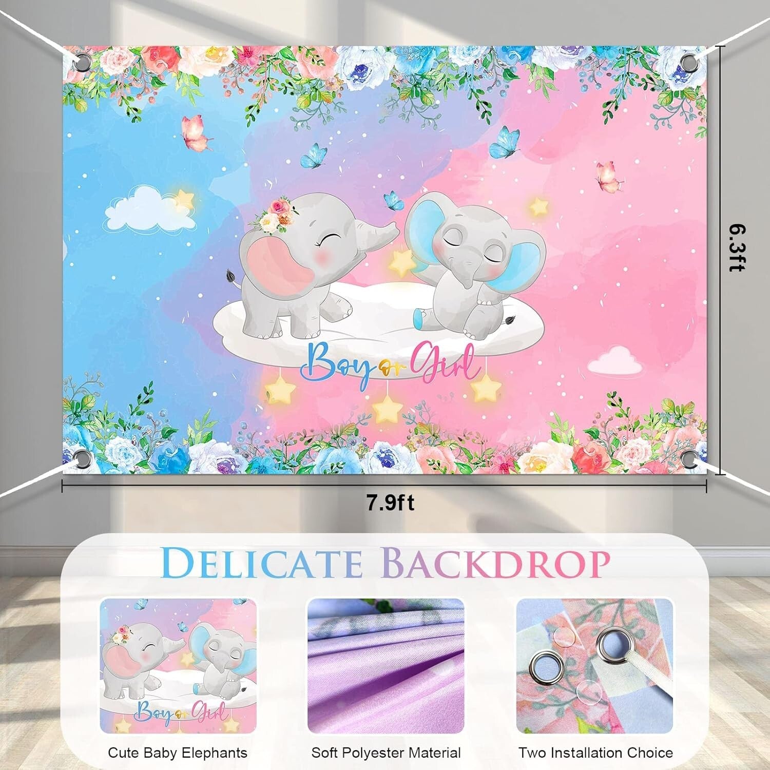327Pcs Gender Reveal Party Supplies for 25 Guests – Elephant Theme Celebration
