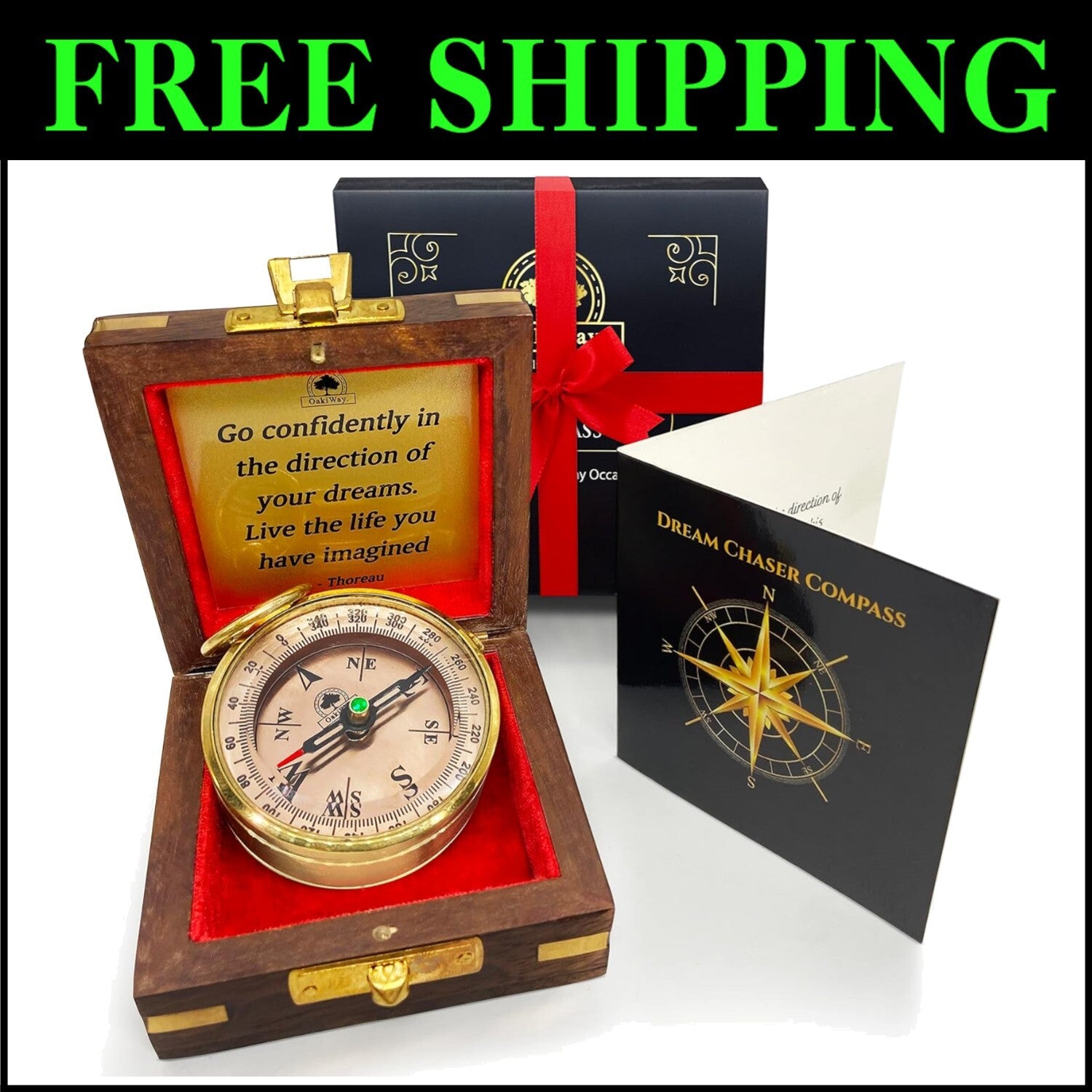 Unique Personalized Graduation Gift - Inspirational Compass with Keepsake Box